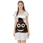 Funny Poop Emoji Short Sleeve Skater Dress