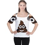 Funny Poop Emoji Women s Cutout Shoulder Tee