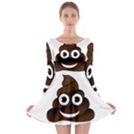 Funny Poop Emoji Long Sleeve Skater Dress