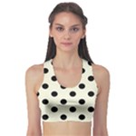 Polka Dots - Black on Beige Women s Sports Bra