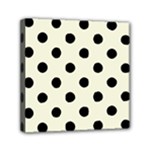 Polka Dots - Black on Beige Mini Canvas 6  x 6  (Stretched)