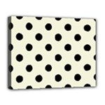 Polka Dots - Black on Beige Canvas 14  x 11  (Stretched)