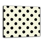 Polka Dots - Black on Beige Canvas 20  x 16  (Stretched)