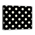 Polka Dots - Beige on Black Canvas 14  x 11  (Stretched)