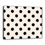 Polka Dots - Black on Linen Canvas 20  x 16  (Stretched)