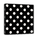 Polka Dots - Linen on Black Mini Canvas 8  x 8  (Stretched)