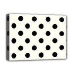 Polka Dots - Black on Ivory Deluxe Canvas 16  x 12  (Stretched)