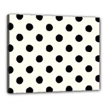 Polka Dots - Black on Ivory Canvas 20  x 16  (Stretched)