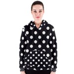 Polka Dots - Ivory on Black Women s Zipper Hoodie