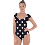 Polka Dots - Ivory on Black Short Sleeve Leotard (Ladies)