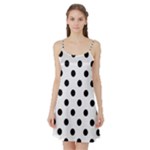 Polka Dots - Black on White Smoke Satin Night Slip