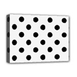 Polka Dots - Black on White Smoke Deluxe Canvas 16  x 12  (Stretched)