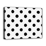 Polka Dots - Black on White Smoke Canvas 14  x 11  (Stretched)