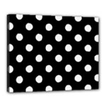 Polka Dots - White Smoke on Black Canvas 20  x 16  (Stretched)