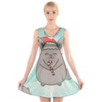 Christmas Chinchilla V-Neck Sleeveless Dress