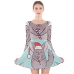 Christmas Chinchilla Long Sleeve Velvet Skater Dress