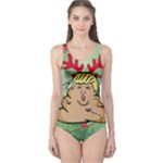 poop reindeer donald trump One Piece Swimsuit