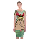 poop reindeer donald trump Classic Short Sleeve Midi Dress