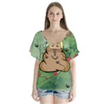 poop reindeer donald trump V-Neck Flutter Sleeve Top