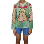 poop reindeer donald trump Kids  Long Sleeve Swimwear