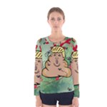 poop reindeer donald trump Women s Long Sleeve Tee