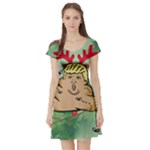 poop reindeer donald trump Short Sleeve Skater Dress