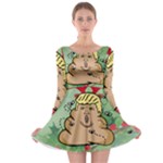 poop reindeer donald trump Long Sleeve Skater Dress