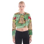 poop reindeer donald trump Women s Cropped Sweatshirt