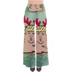 poop reindeer donald trump Women s Chic Palazzo Pants 