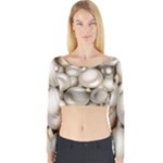 Christmas Silver Ornaments Long Sleeve Crop Top (Tight Fit)