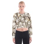 Christmas Silver Ornaments Women s Cropped Sweatshirt