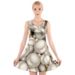 Christmas Silver Ornaments V-Neck Sleeveless Dress