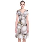 Christmas Silver Ornaments Short Sleeve Front Wrap Dress