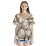 Christmas Silver Ornaments V-Neck Flutter Sleeve Top