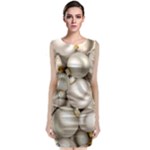 Christmas Silver Ornaments Sleeveless Velvet Midi Dress