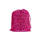 Hot Pink Glitter Drawstring Pouch (Medium)