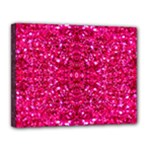 Hot Pink Glitter Canvas 14  x 11  (Stretched)