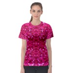 Hot Pink Glitter Women s Sport Mesh Tee