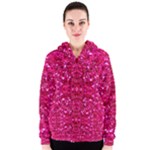 Hot Pink Glitter Women s Zipper Hoodie