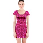 Hot Pink Glitter Short Sleeve Bodycon Dress