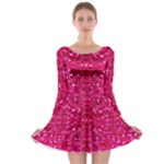 Hot Pink Glitter Long Sleeve Skater Dress