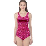 Hot Pink Glitter One Piece Swimsuit