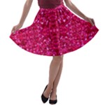 Hot Pink Glitter A-line Skater Skirt