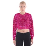 Hot Pink Glitter Women s Cropped Sweatshirt