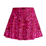 Hot Pink Glitter Mini Flare Skirt