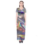 holographic Short Sleeve Maxi Dress