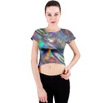 holographic Crew Neck Crop Top