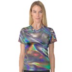 holographic Women s V-Neck Sport Mesh Tee