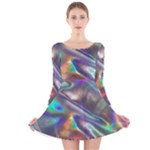 holographic Long Sleeve Velvet Skater Dress