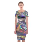 holographic Classic Short Sleeve Midi Dress